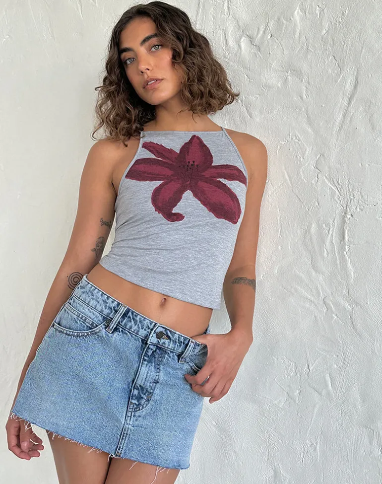 Raw Hem Denim Mini Skirt in Vintage Blue Wash