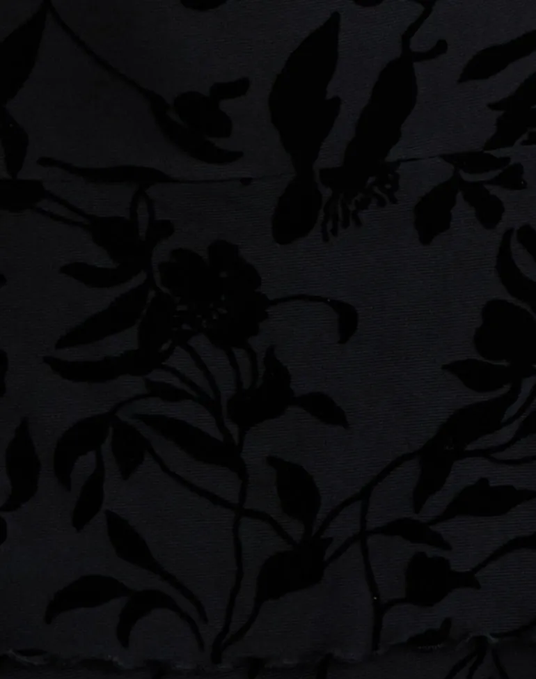 Rawson Mini Dress in Flock Leaf Flower Black