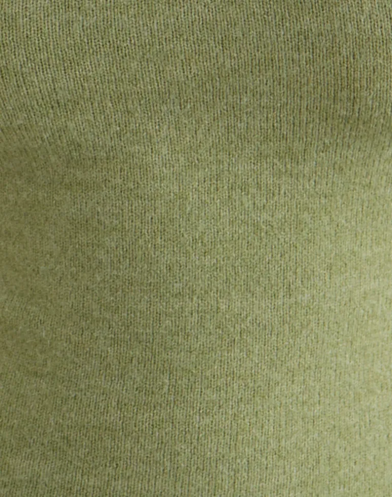 Reita Keyhole Top with Bead in Knit Olive