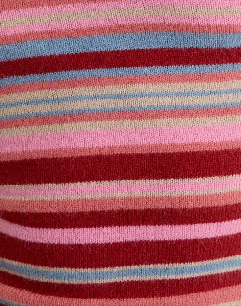 Reita Keyhole Top with Bead in Knit Stripe Multi