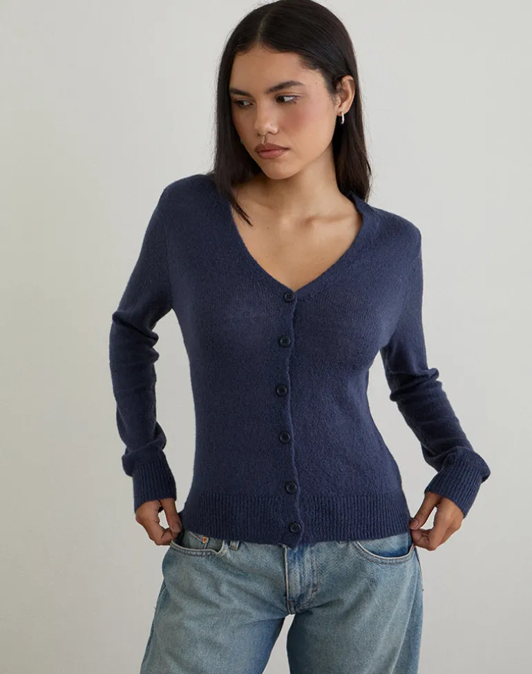 Renisa Cardigan in Sheer Knit Navy