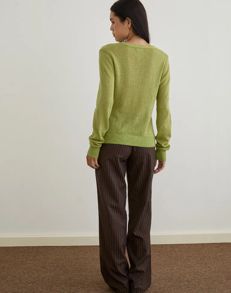 Renisa Cardigan in Sheer Knit Green