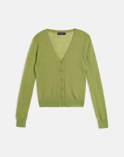 Renisa Cardigan in Sheer Knit Green