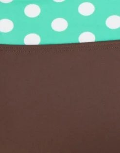 Rhaena Swim Short in Brown with Medium Polka Green