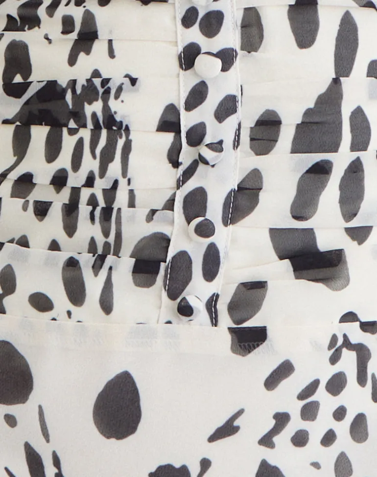 Ridisha Mini Dress in Dalmatian Skin Black and Ivory