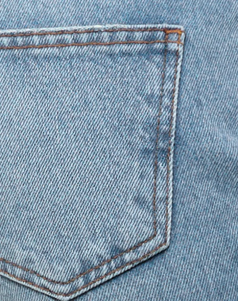 Rigid Low Rise Flare Jeans in Bright Blue Used