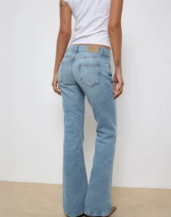 Rigid Low Rise Flare Jeans in Bright Blue Used
