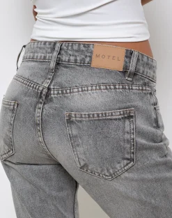 Rigid Low Rise Flare Jeans in Grey Wash