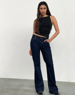Rigid Low Rise Flare Jeans In Indigo