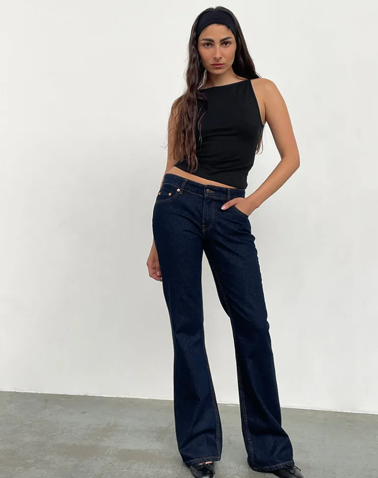 Rigid Low Rise Flare Jeans In Indigo