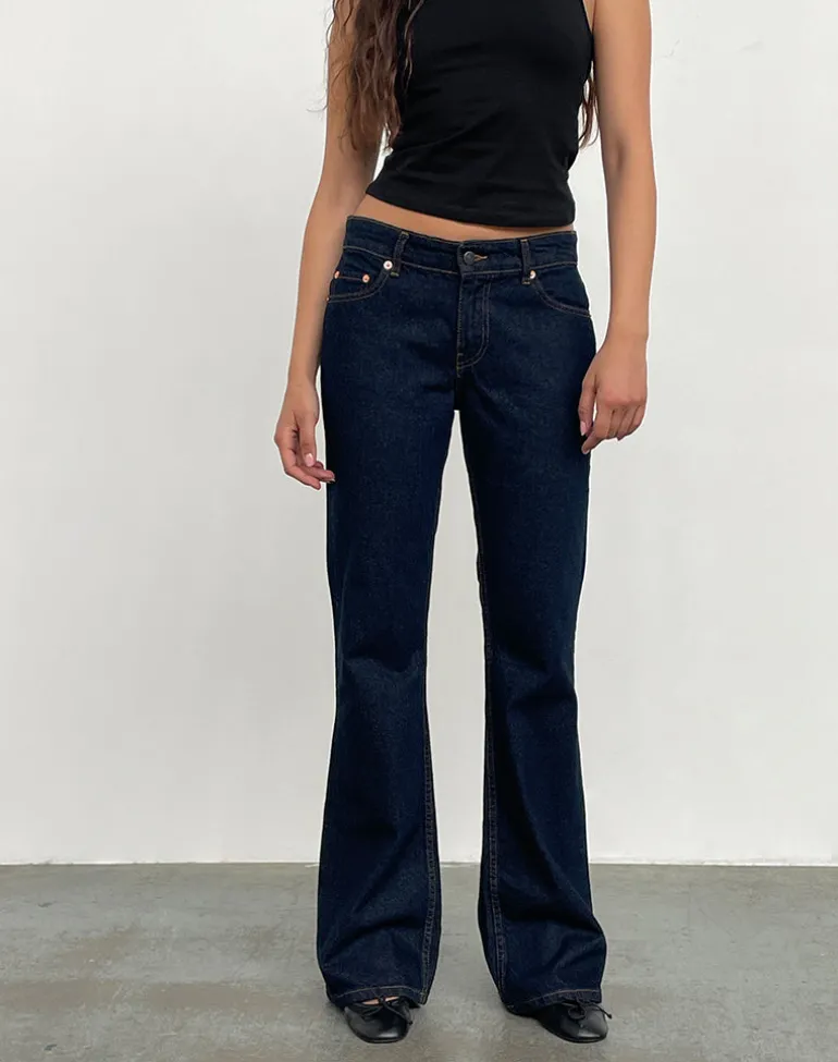 Rigid Low Rise Flare Jeans In Indigo