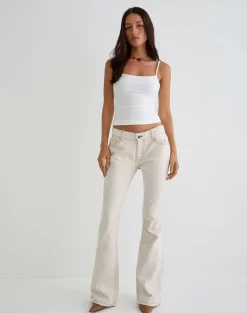 Rigid Low Rise Flare Jeans in Off White