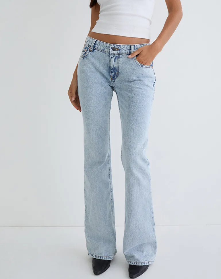 Rigid Low Rise Flare Jeans in 80s Light Wash