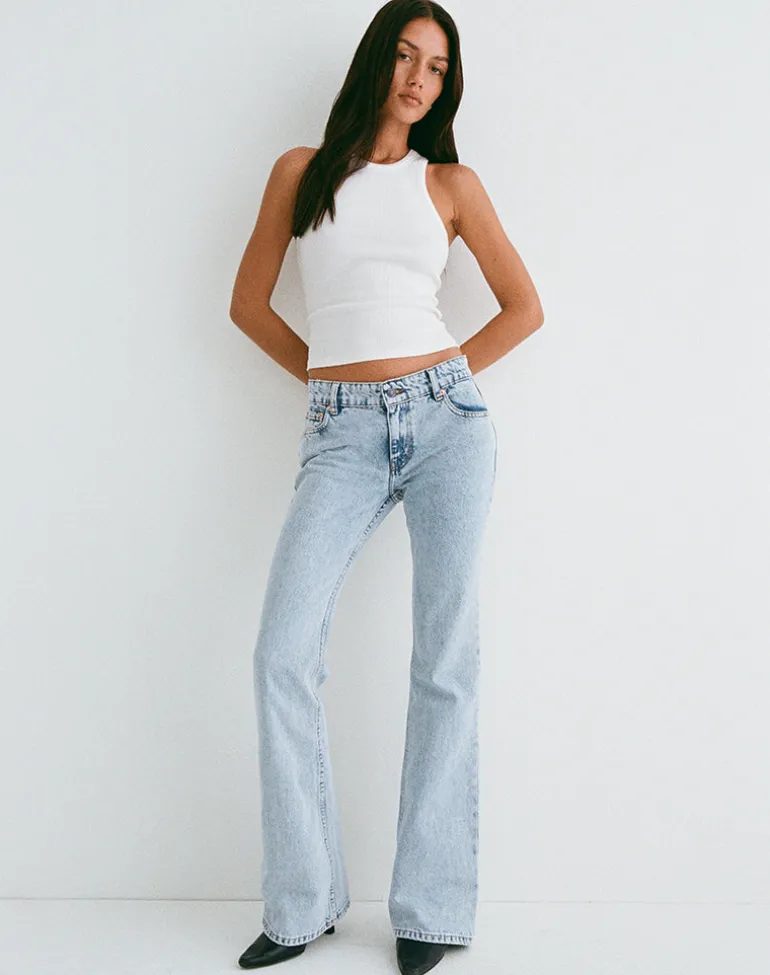 Rigid Low Rise Flare Jeans in 80s Light Wash