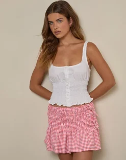 Rikako Mini Skirt in Mini Gingham Peach