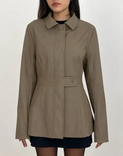 Riku Coat in PU Mushroom