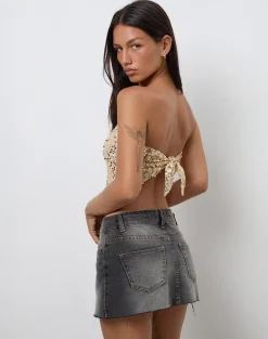 Rimo Bandeau Top in Gold Sequin