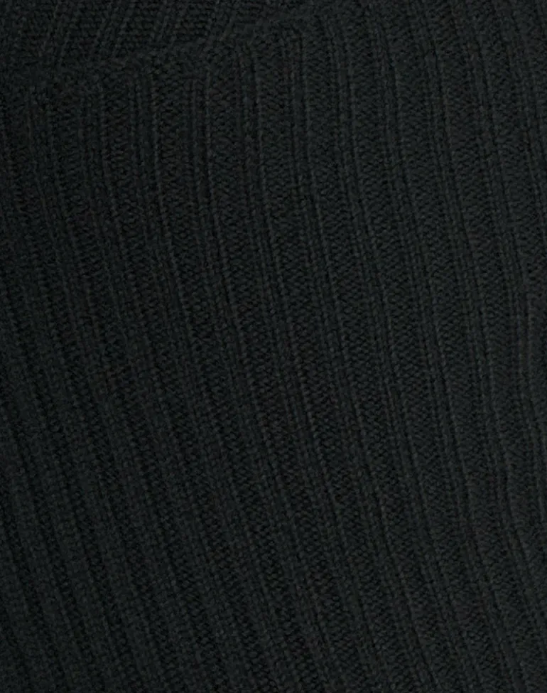 Rinca Bardot Jumper in Rib Knit Black