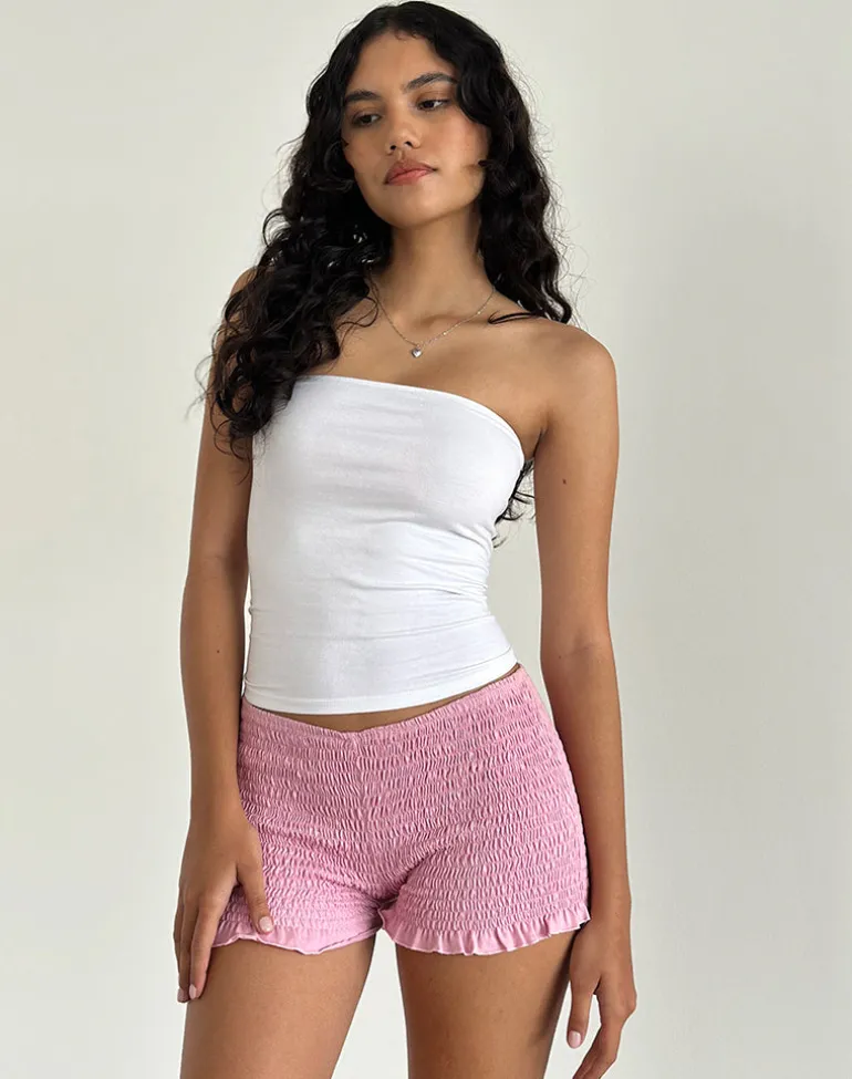 Ritala Shirred Micro Shorts in Flamingo Pink