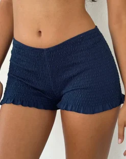 Ritala Shirred Micro Shorts in Navy