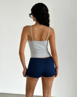 Ritala Shirred Micro Shorts in Navy