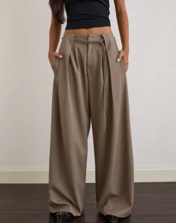 Rivela Tie Waist Trouser in Taupe