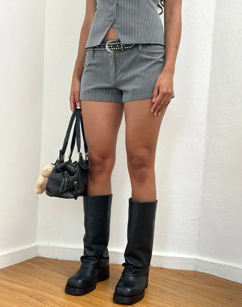 Rivo Deep Hot Pants in Pinstripe Grey