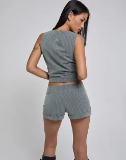 Rivo Deep Hot Pants in Pinstripe Grey