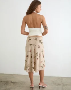 Rohaya Midi Skirt in Bloom Leafy Taupe