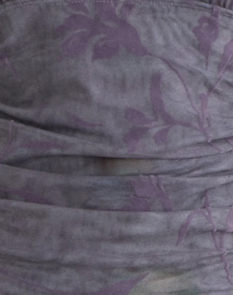 Rokoyo Halterneck Midi Dress in Flare Flower Purple