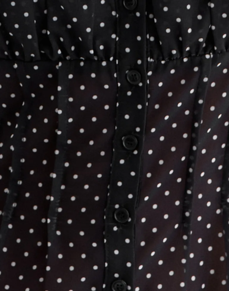 Rolina Blouse in Chiffon Mini Polka Black
