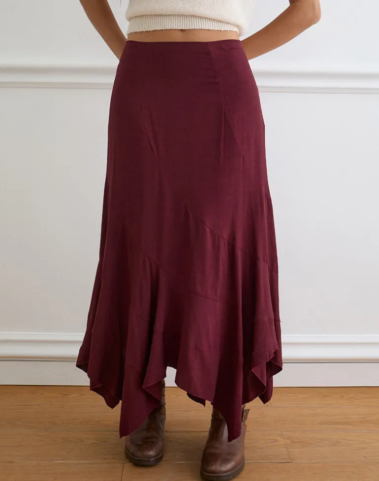 Rombe Maxi Skirt in Maroon