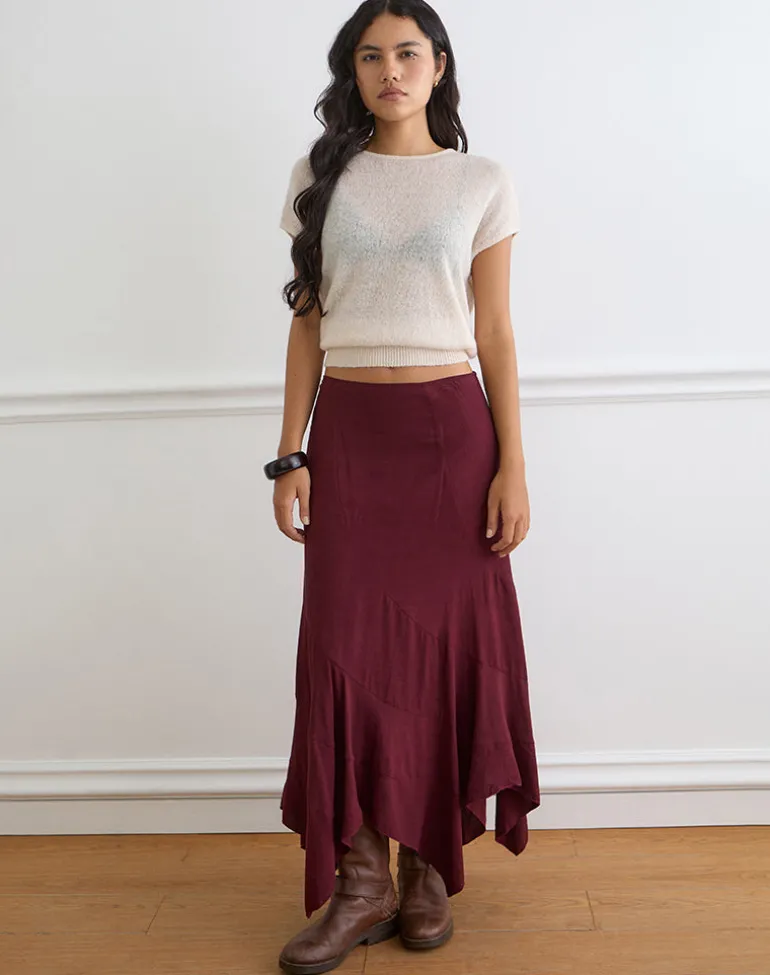 Rombe Maxi Skirt in Maroon
