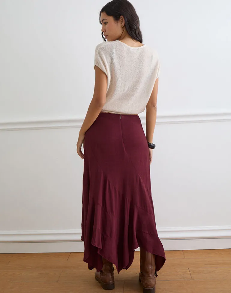 Rombe Maxi Skirt in Maroon
