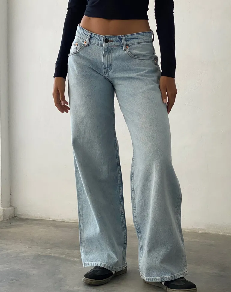 Roomy Extra Wide Low Rise Jeans in Extreme Light Blue Wash