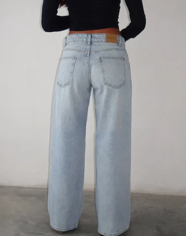 Roomy Extra Wide Low Rise Jeans in Extreme Light Blue Wash