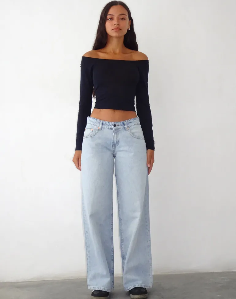 Roomy Extra Wide Low Rise Jeans in Extreme Light Blue Wash