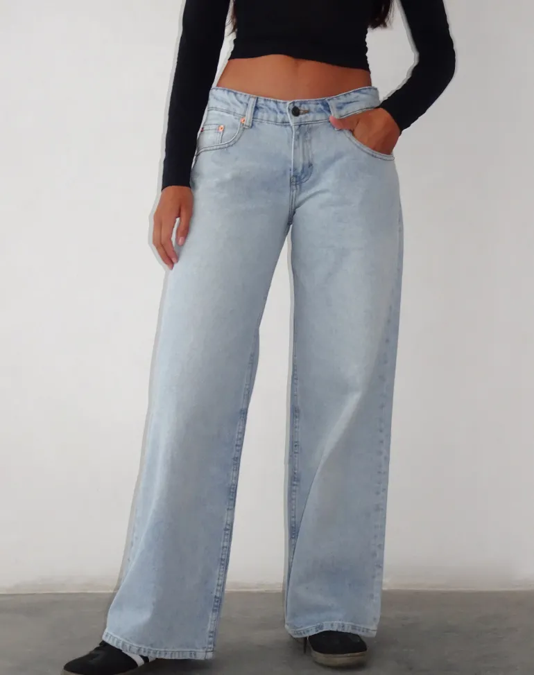 Roomy Extra Wide Low Rise Jeans in Extreme Light Blue Wash