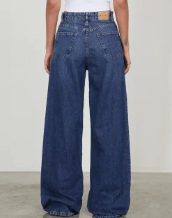 Roomy Extra Wide Low Rise Jeans in Mid Blue Used
