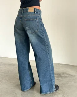 Roomy Extra Wide Low Rise Jeans in Bright Blue