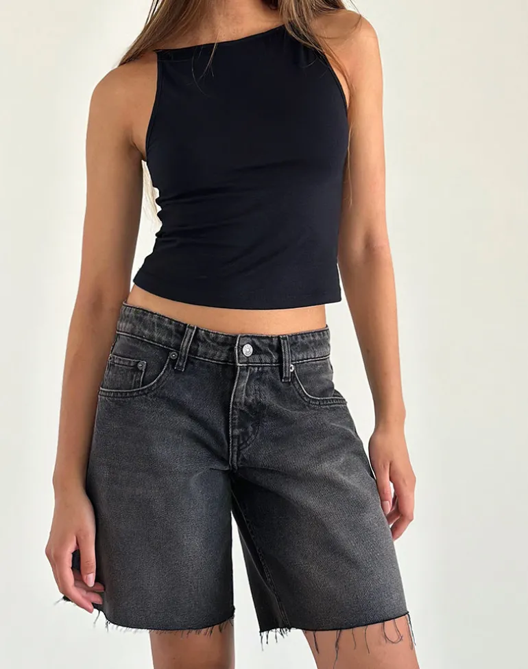 Roomy Low Rise Jorts in Washed Black Grey
