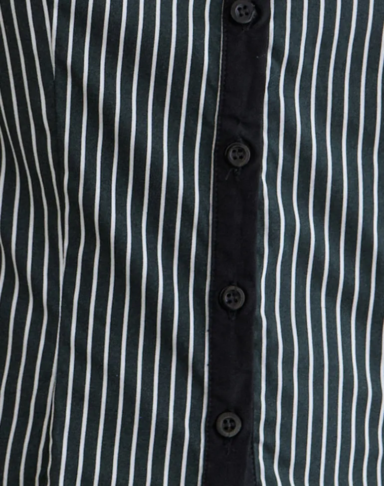 Rosabe Blouse in Black and Grey Monostripe