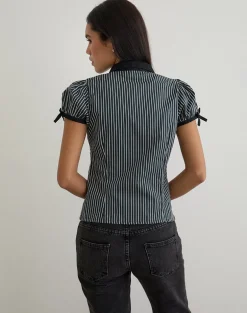 Rosabe Blouse in Black and Grey Monostripe