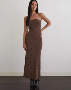 Rosaga Maxi Dress in Big Polka Flock Brown