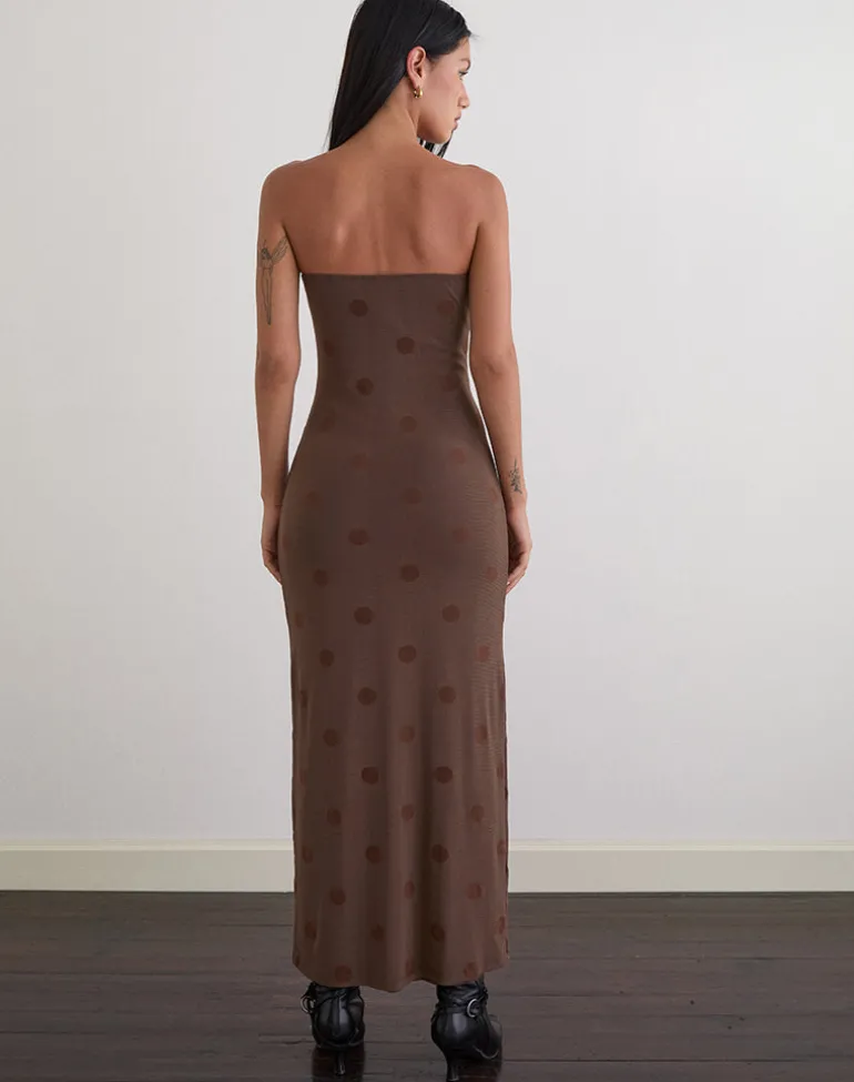 Rosaga Maxi Dress in Big Polka Flock Brown