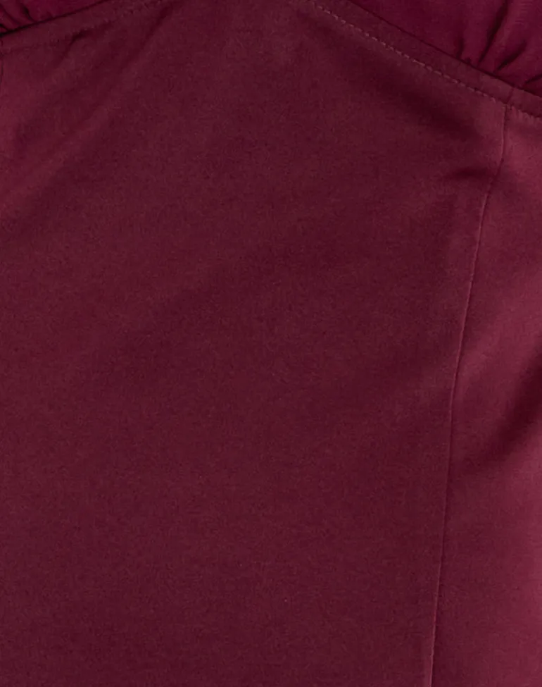 Rosali Mini Dress in Satin Chiffon Burgundy