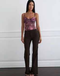 Rubik Cami Top in Abstract Rose Pink and Plum