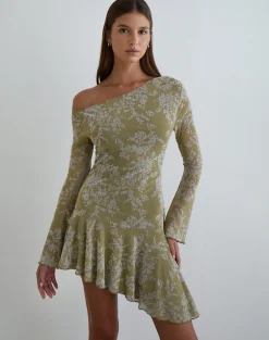 Ruhato Mini Dress in Moss Petal Olive