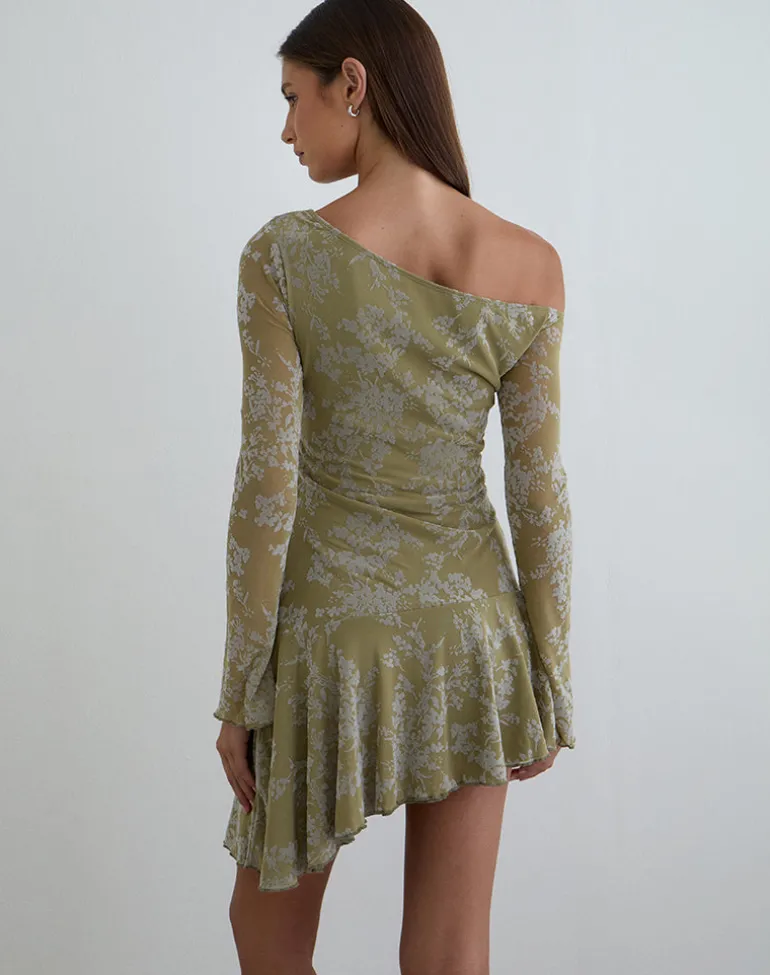 Ruhato Mini Dress in Moss Petal Olive