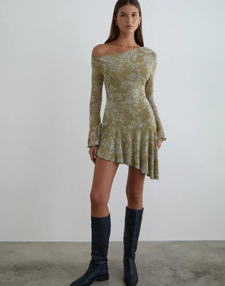 Ruhato Mini Dress in Moss Petal Olive
